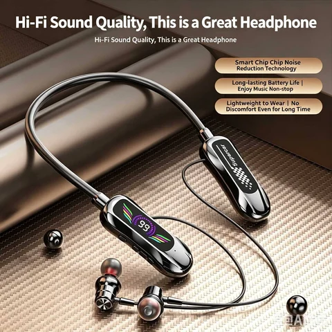 Fmear Bluetooth 5.4 Wireless Semi-In-Ear Earbuds with Active Noise Cancellation, LED Battery Indicator and Type-C Charging