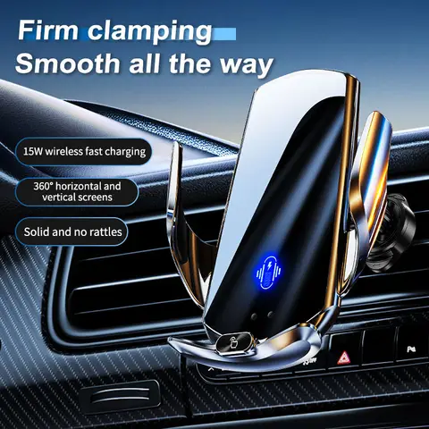Q15 15W Smart Sensor Wireless Car Charger – Air Vent Mount, Fast Wireless Charging, Type-C Input, ABS Material